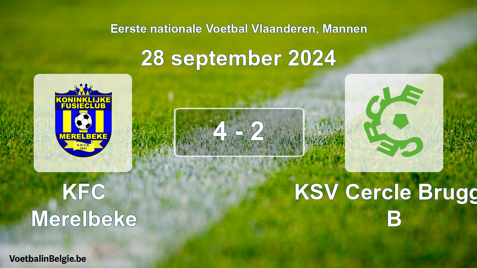 Played match men football: KFC Merelbeke - KSV Cercle Brugge B 4 - 2 (28 September 2024)