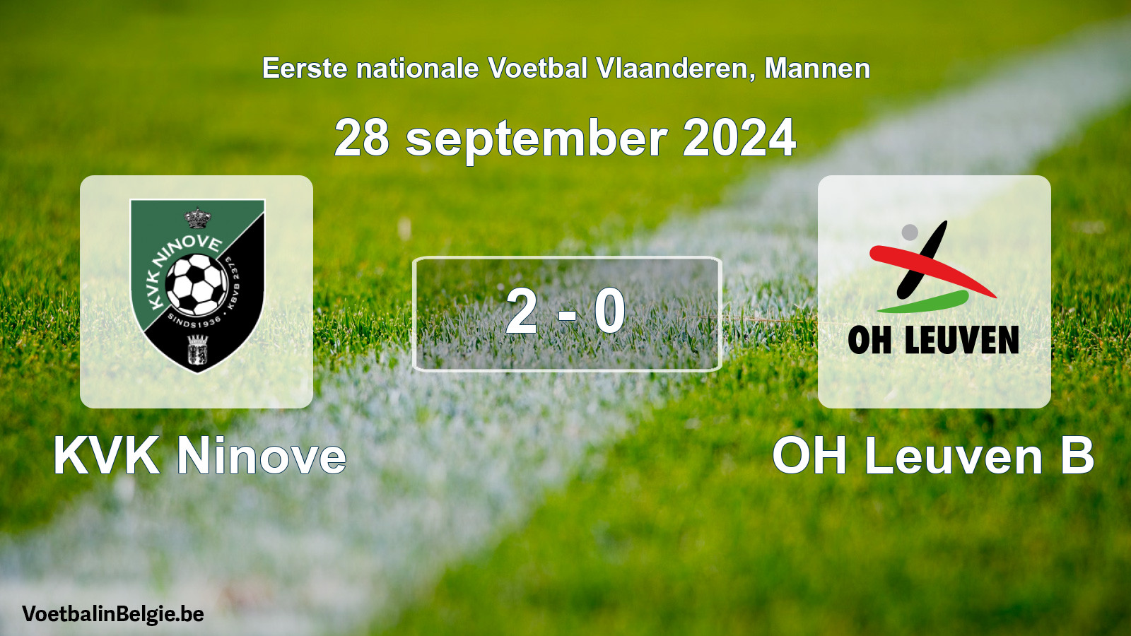 Gespeelde wedstrijd mannenvoetbal: KVK Ninove - OH Leuven B 2 - 0 (28 september 2024)
