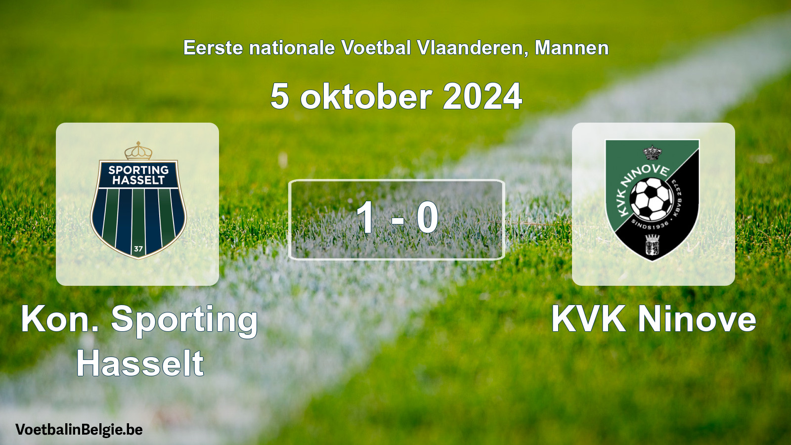 Gespeelde wedstrijd mannenvoetbal: Kon. Sporting Hasselt - KVK Ninove 1 - 0 (5 oktober 2024)