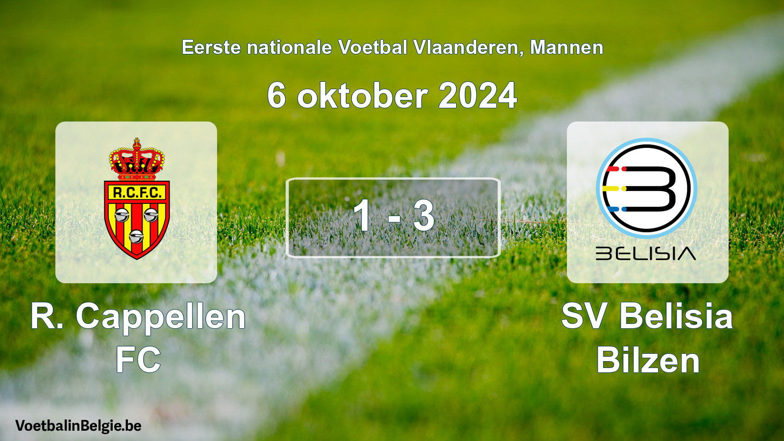 Played match men football: R. Cappellen FC - SV Belisia Bilzen 1 - 3 (6 October 2024)