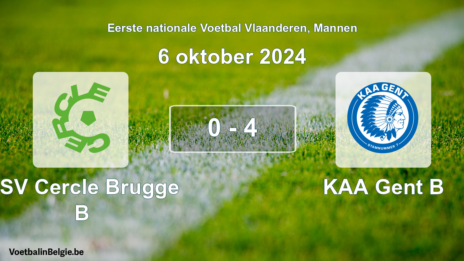 Gespeelde wedstrijd mannenvoetbal: KSV Cercle Brugge B - KAA Gent B 0 - 4 (6 oktober 2024)