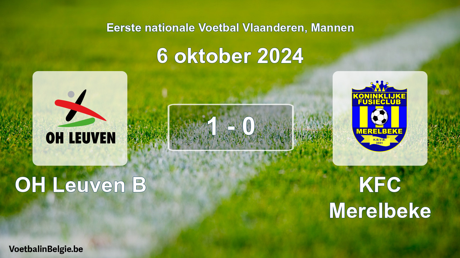 Gespeelde wedstrijd mannenvoetbal: OH Leuven B - KFC Merelbeke 1 - 0 (6 oktober 2024)