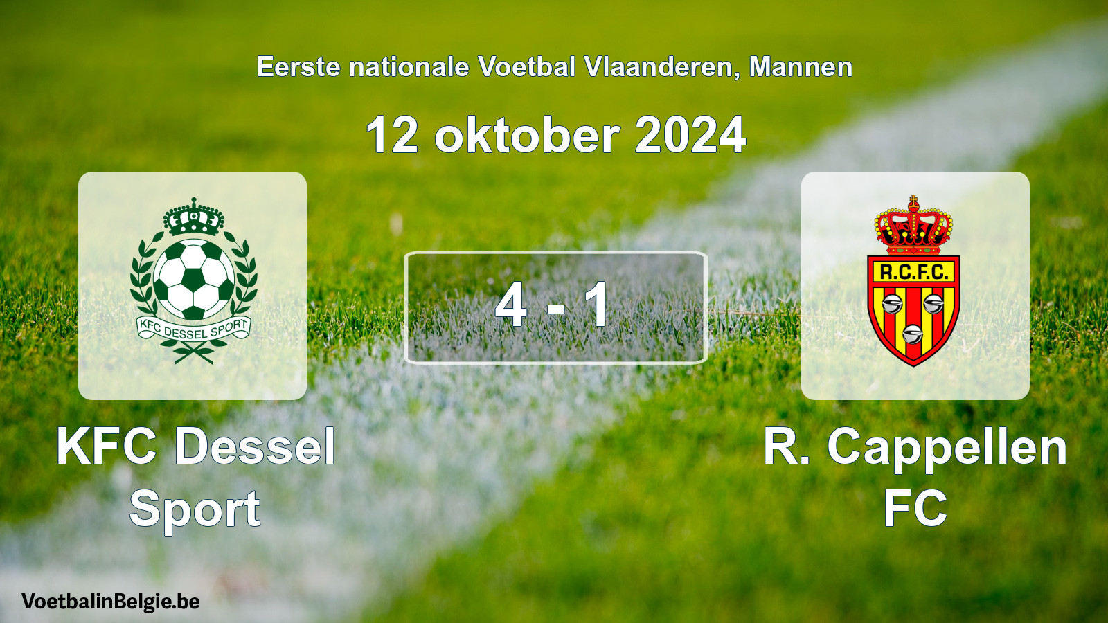 Gespeelde wedstrijd mannenvoetbal: KFC Dessel Sport - R. Cappellen FC 4 - 1 (12 oktober 2024)