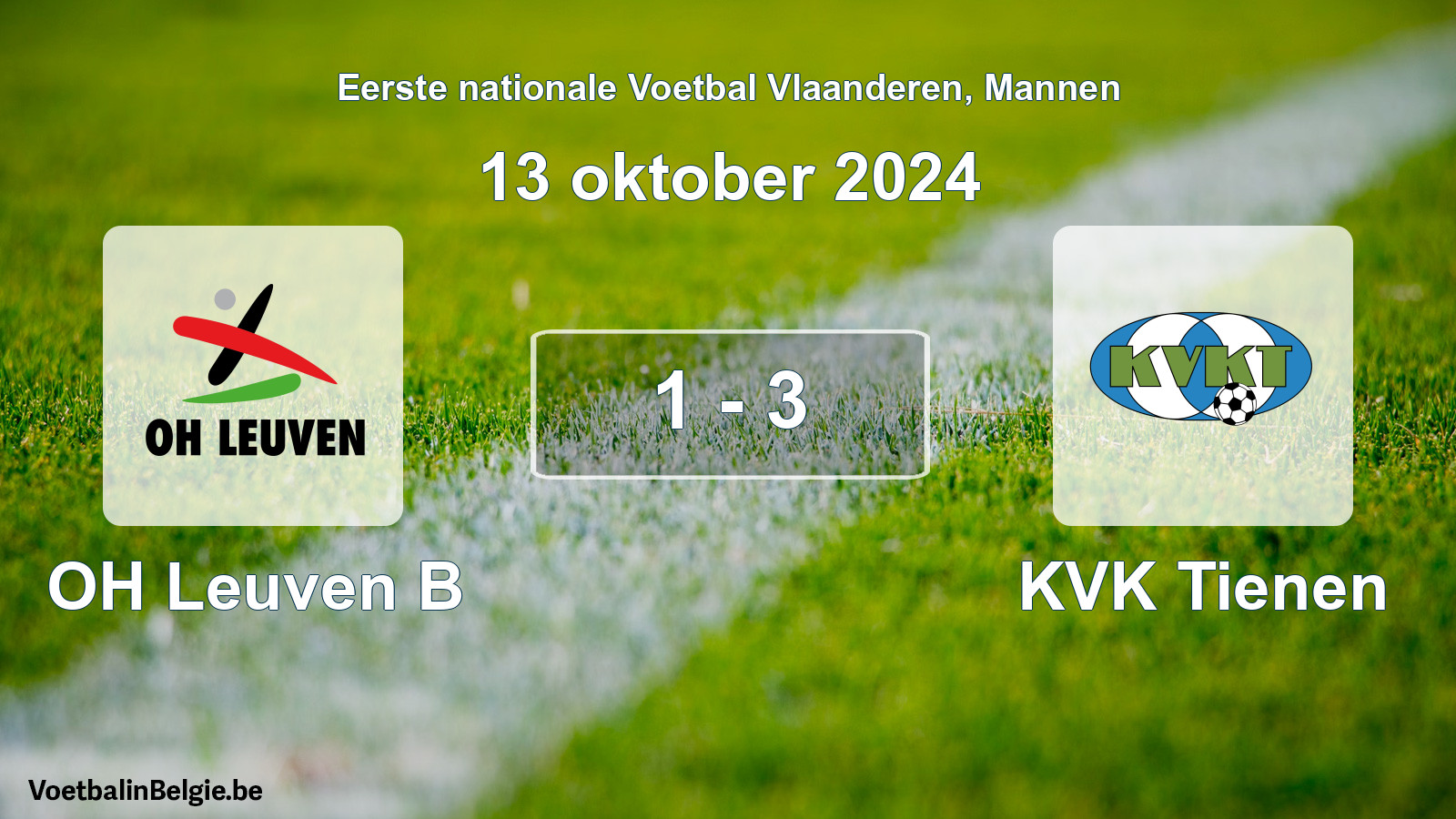 Gespeelde wedstrijd mannenvoetbal: OH Leuven B - KVK Tienen 1 - 3 (13 oktober 2024)