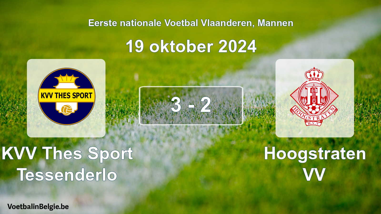 Gespeelde wedstrijd mannenvoetbal: KVV Thes Sport Tessenderlo - Hoogstraten VV 3 - 2 (19 oktober 2024)