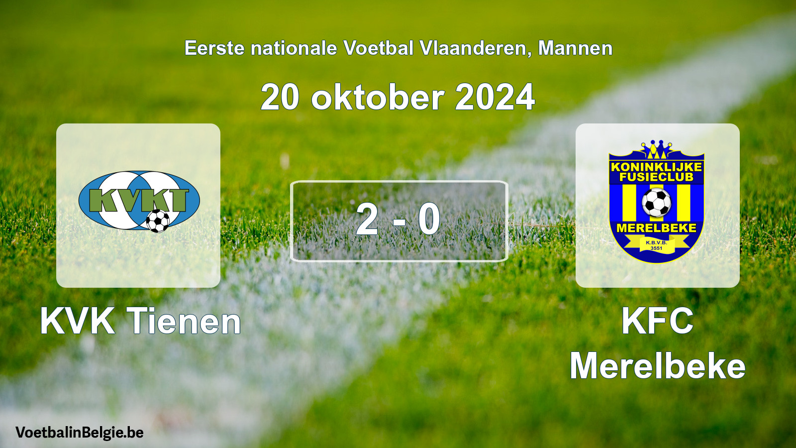 Gespeelde wedstrijd mannenvoetbal: KVK Tienen - KFC Merelbeke 2 - 0 (20 oktober 2024)