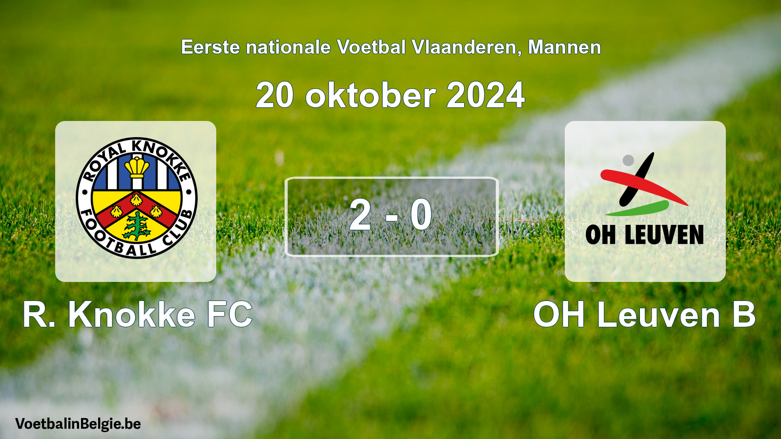 Gespeelde wedstrijd mannenvoetbal: R. Knokke FC - OH Leuven B 2 - 0 (20 oktober 2024)