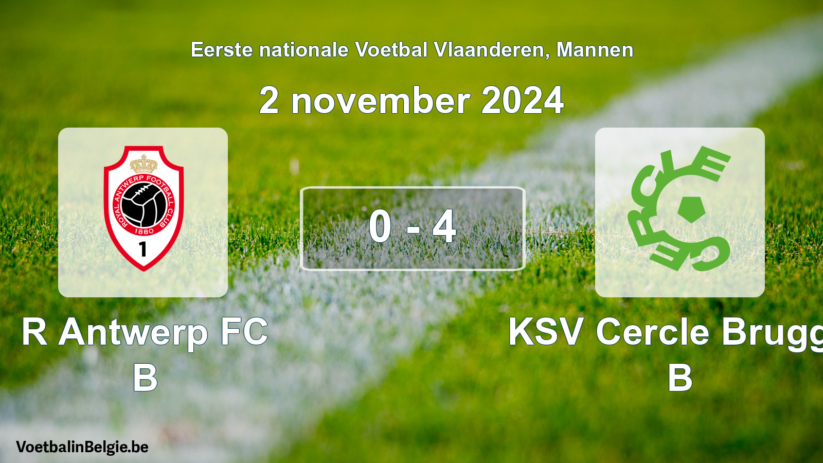 Gespeelde wedstrijd mannenvoetbal: R Antwerp FC B - KSV Cercle Brugge B 0 - 4 (2 november 2024)