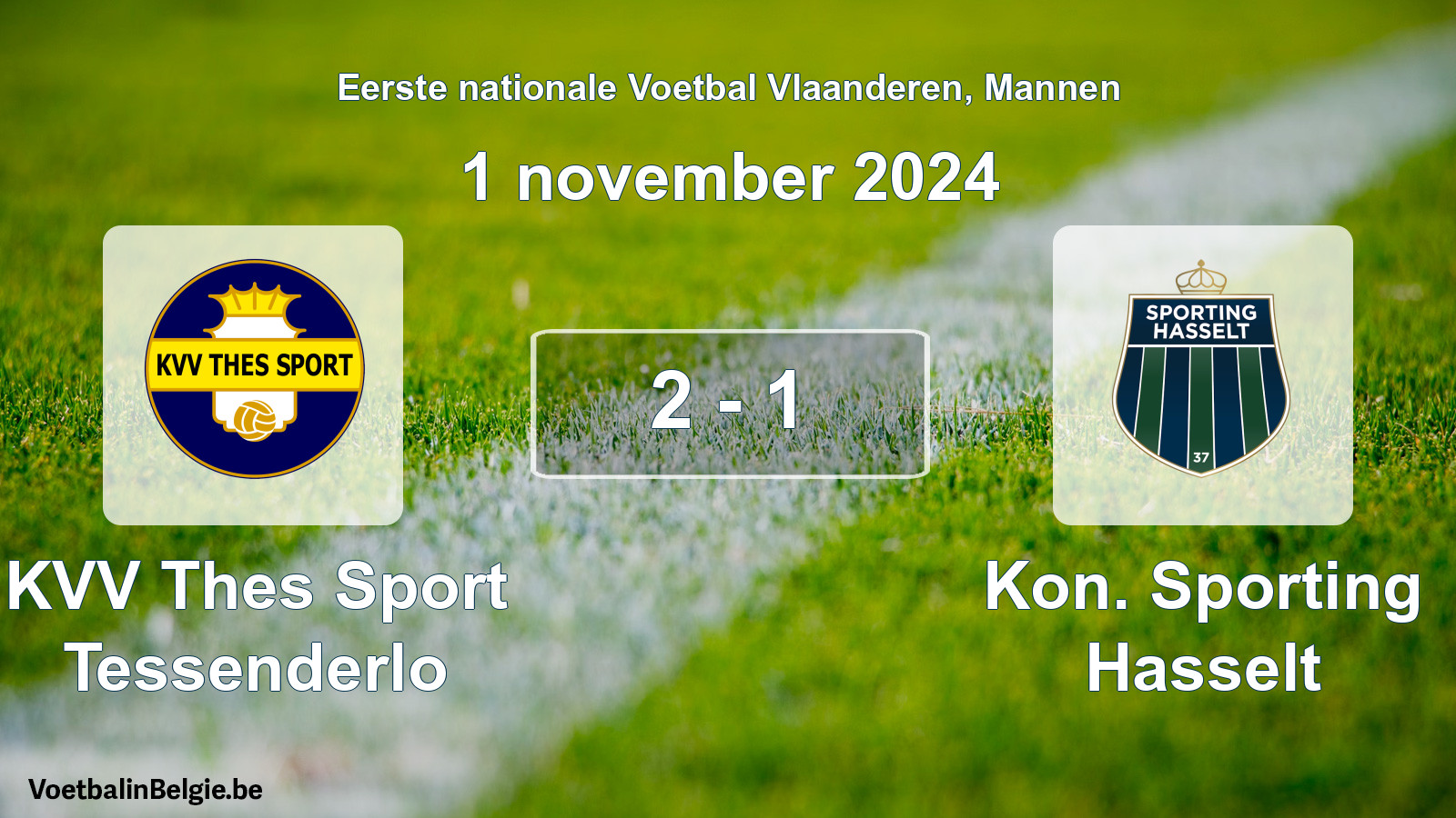 Gespeelde wedstrijd mannenvoetbal: KVV Thes Sport Tessenderlo - Kon. Sporting Hasselt 2 - 1 (1 november 2024)