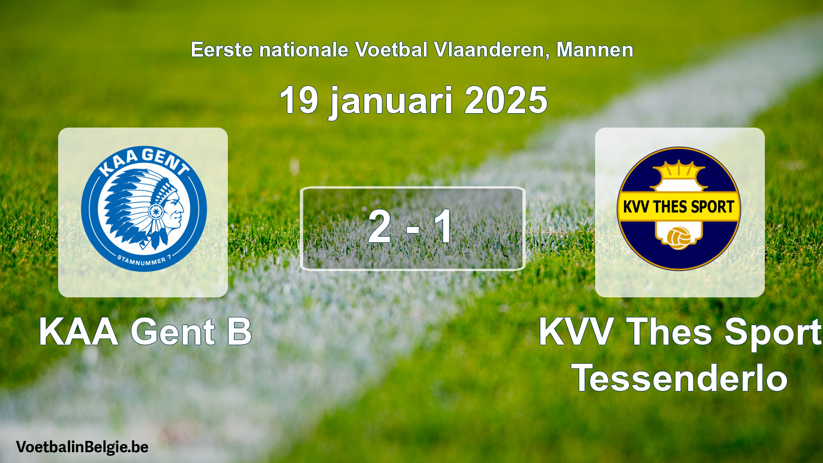 Gespeelde wedstrijd mannenvoetbal: KAA Gent B - KVV Thes Sport Tessenderlo 2 - 1 (19 januari 2025)
