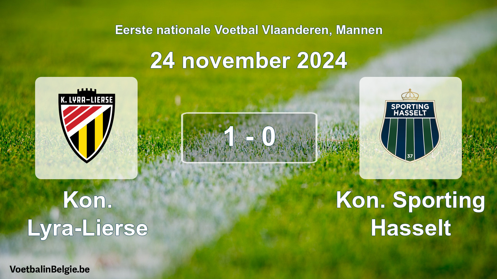 Gespeelde wedstrijd mannenvoetbal: Kon. Lyra-Lierse - Kon. Sporting Hasselt 1 - 0 (24 november 2024)