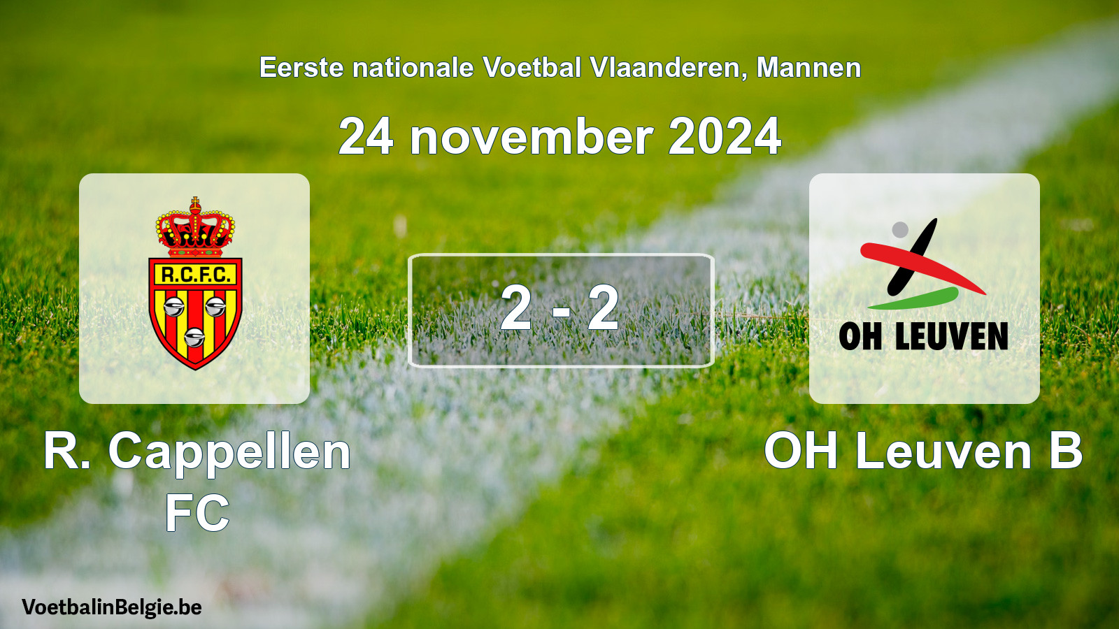 Gespeelde wedstrijd mannenvoetbal: R. Cappellen FC - OH Leuven B 2 - 2 (24 november 2024)