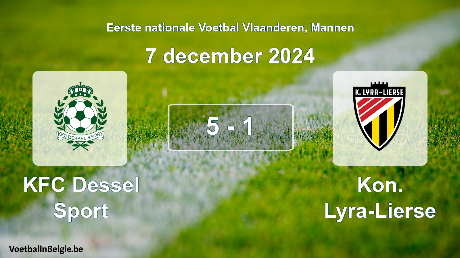 Gespeelde wedstrijd mannenvoetbal: KFC Dessel Sport - Kon. Lyra-Lierse 5 - 1 (7 december 2024)