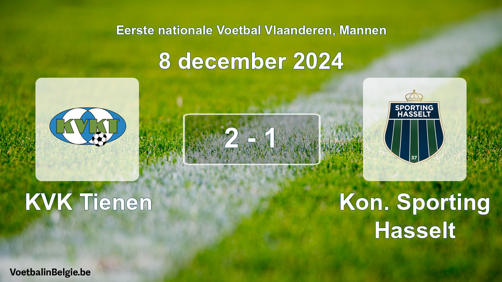 Gespeelde wedstrijd mannenvoetbal: KVK Tienen - Kon. Sporting Hasselt 2 - 1 (8 december 2024)