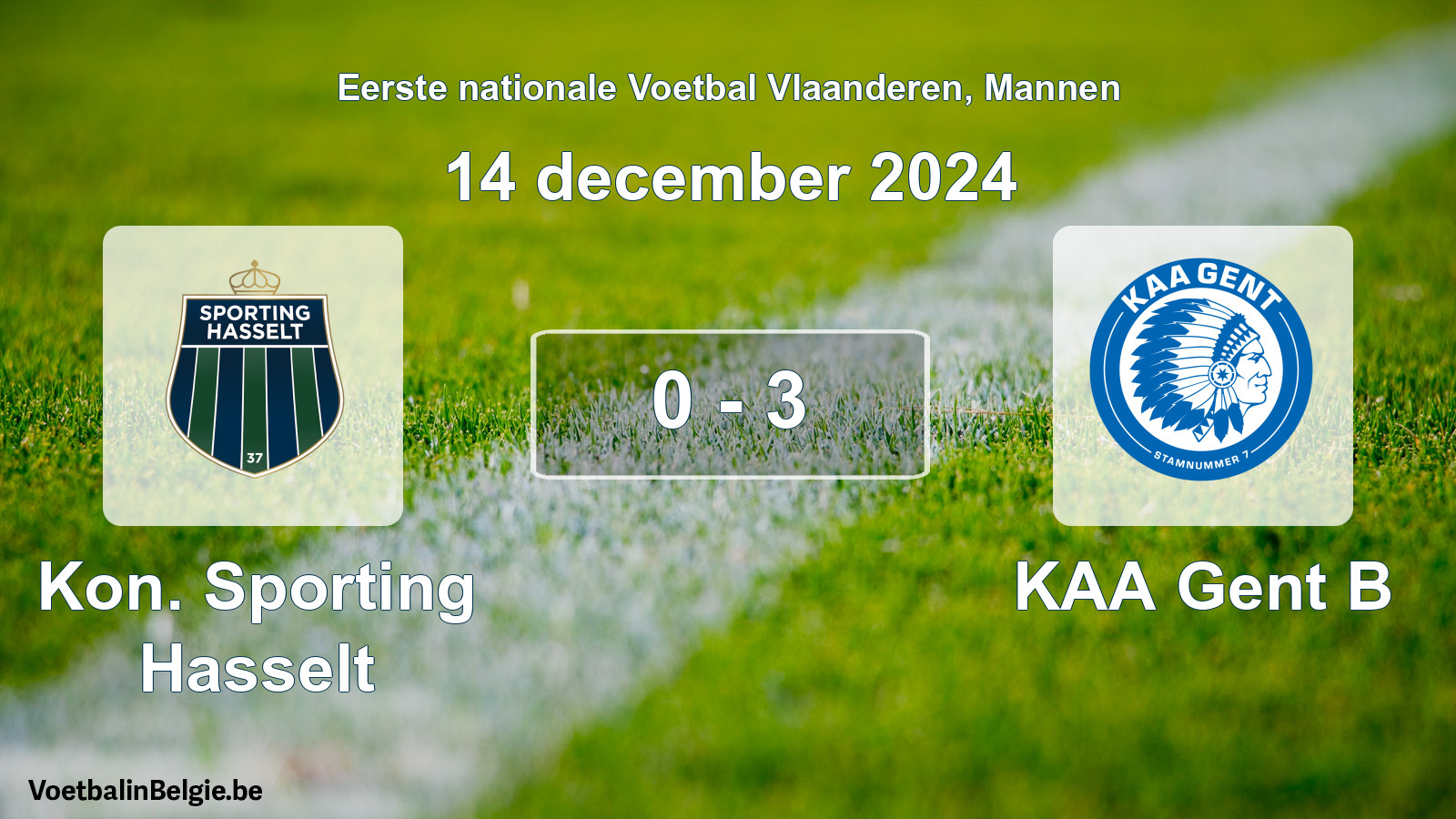 Gespeelde wedstrijd mannenvoetbal: Kon. Sporting Hasselt - KAA Gent B 0 - 3 (14 december 2024)