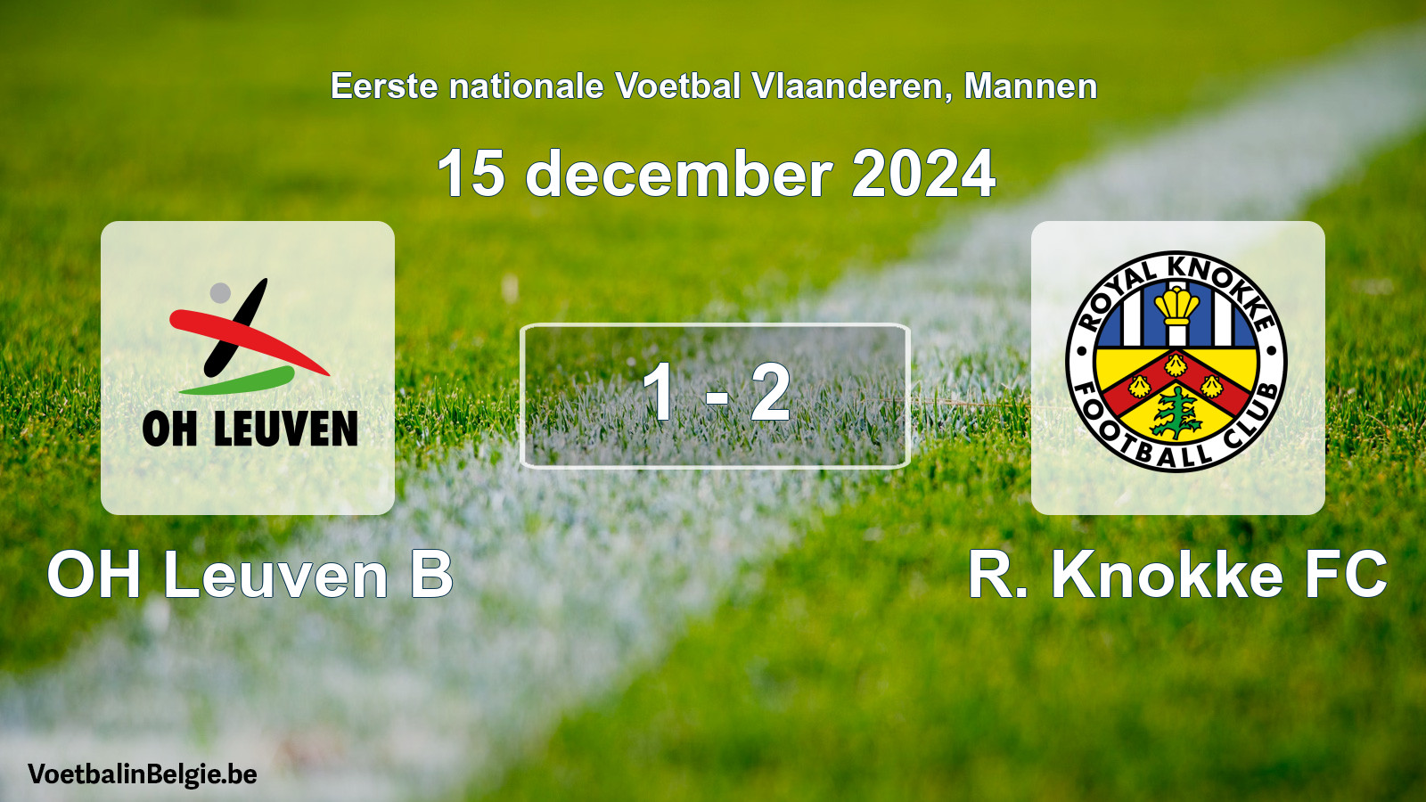 Gespeelde wedstrijd mannenvoetbal: OH Leuven B - R. Knokke FC 1 - 2 (15 december 2024)