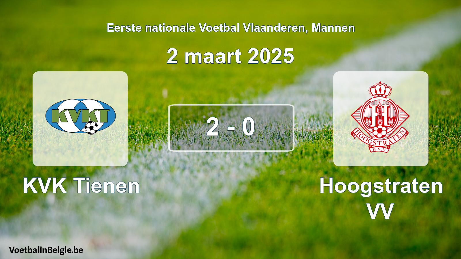 Gespeelde wedstrijd mannenvoetbal: KVK Tienen - Hoogstraten VV 2 - 0 (2 maart 2025)
