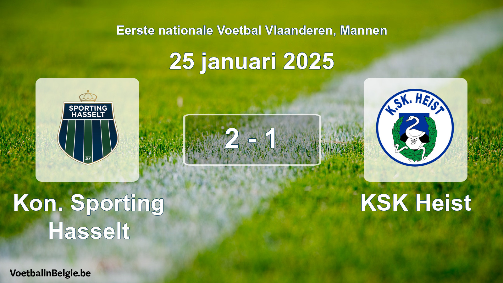 Gespeelde wedstrijd mannenvoetbal: Kon. Sporting Hasselt - KSK Heist 2 - 1 (25 januari 2025)