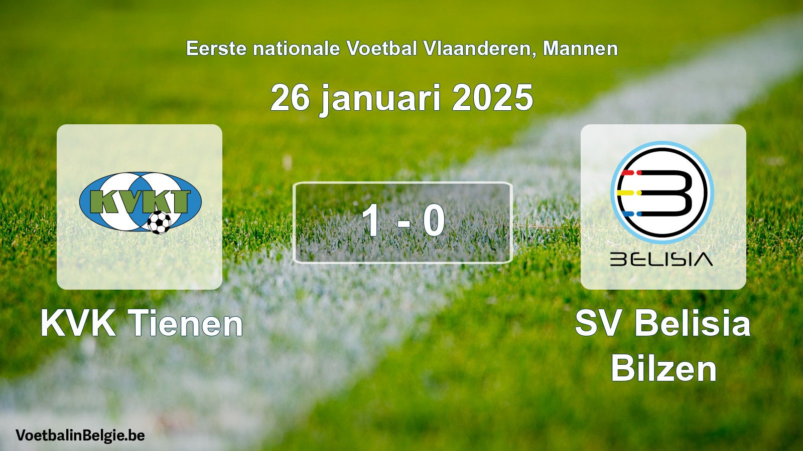 Gespeelde wedstrijd mannenvoetbal: KVK Tienen - SV Belisia Bilzen 1 - 0 (26 januari 2025)