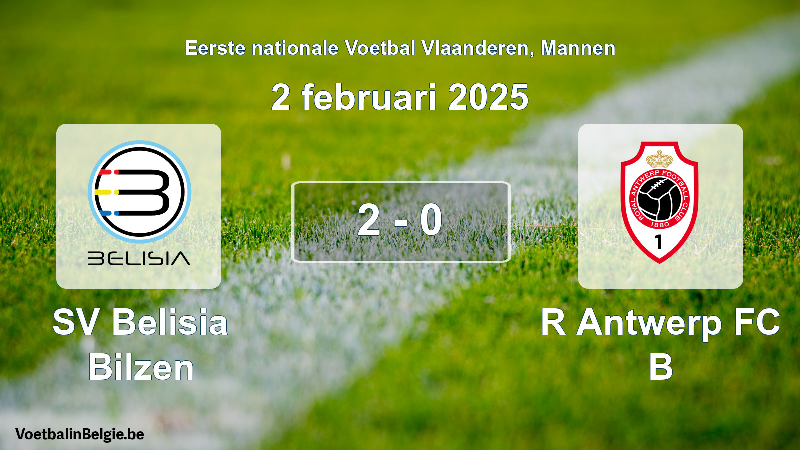 Gespeelde wedstrijd mannenvoetbal: SV Belisia Bilzen - R Antwerp FC B 2 - 0 (2 februari 2025)