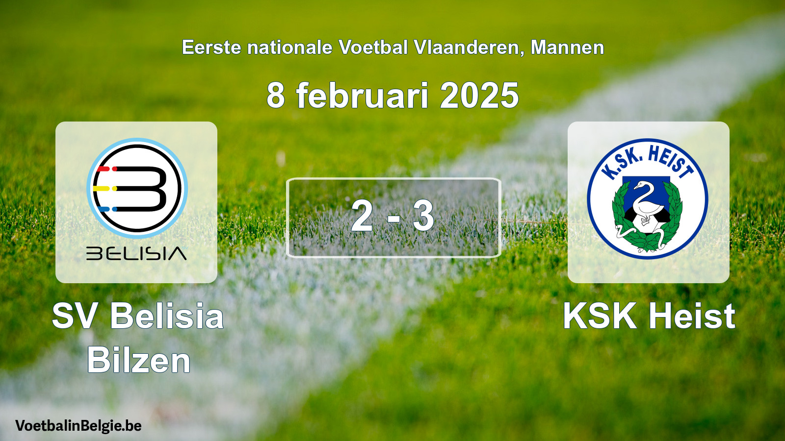 Gespeelde wedstrijd mannenvoetbal: SV Belisia Bilzen - KSK Heist 2 - 3 (8 februari 2025)
