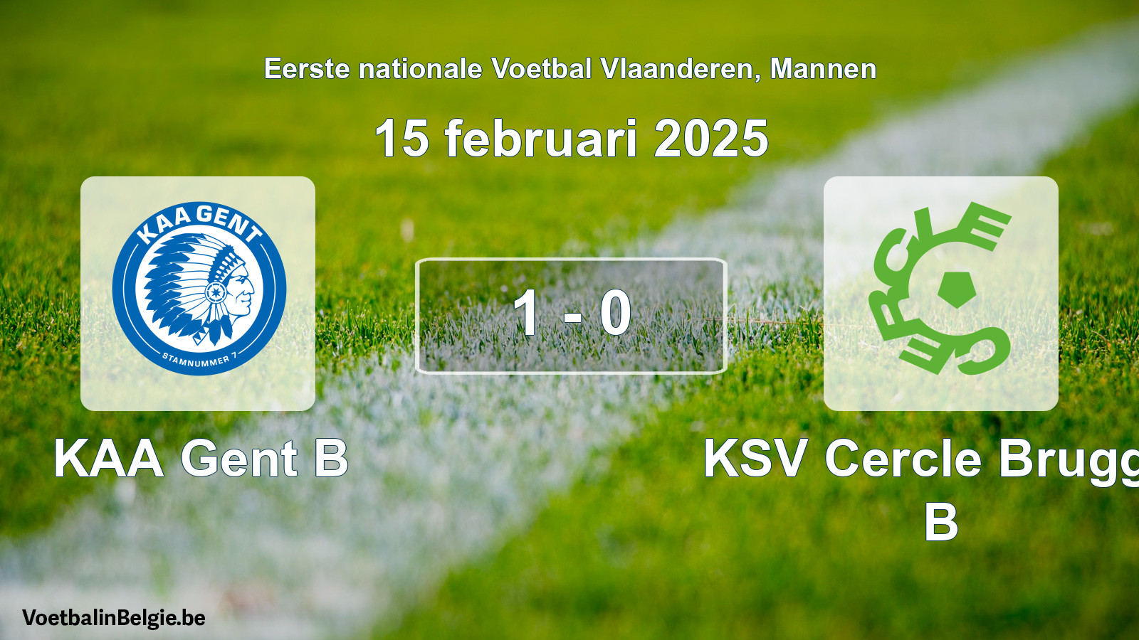Gespeelde wedstrijd mannenvoetbal: KAA Gent B - KSV Cercle Brugge B 1 - 0 (15 februari 2025)