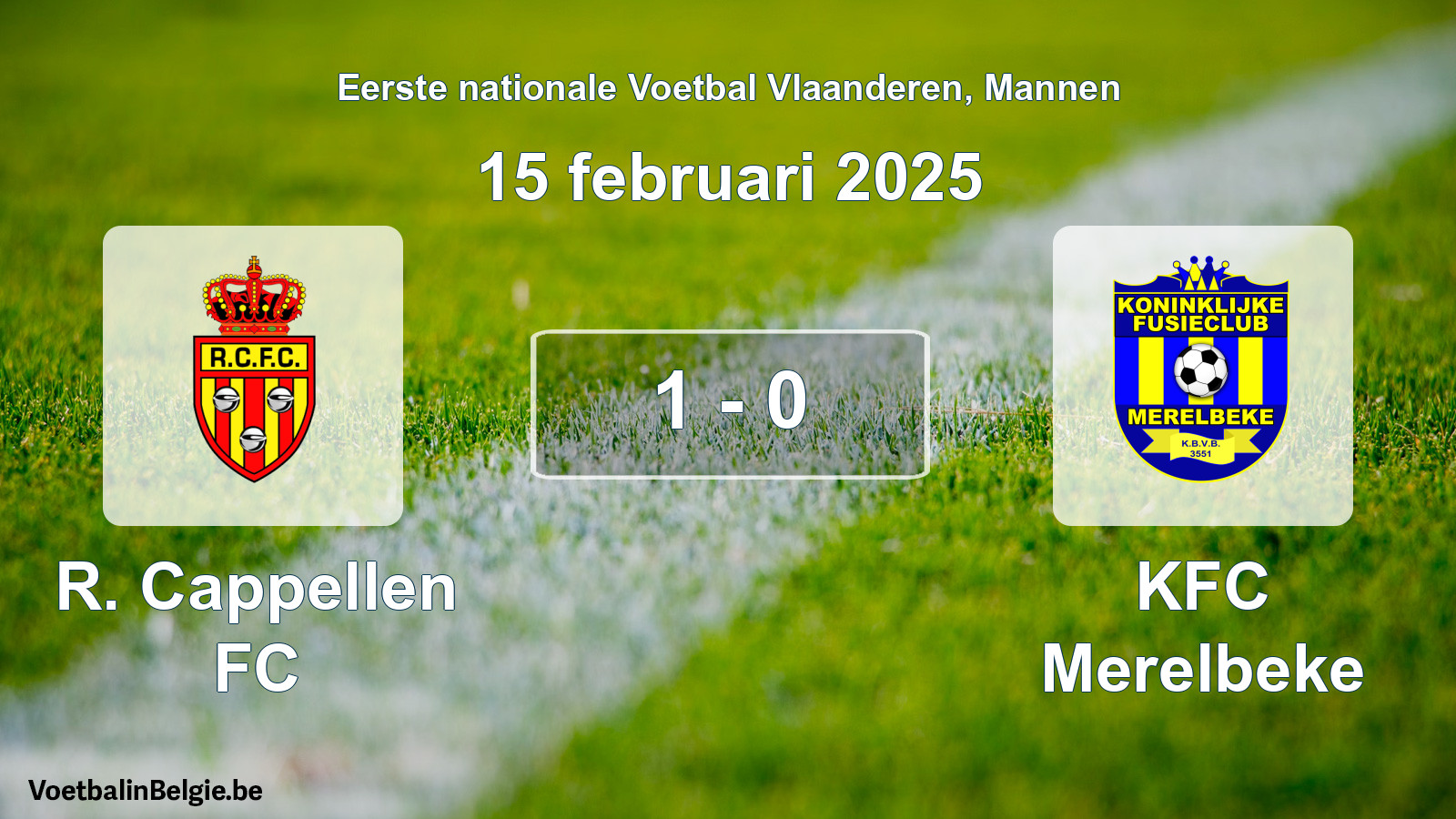 Played match men football: R. Cappellen FC - KFC Merelbeke 1 - 0 (15 February 2025)