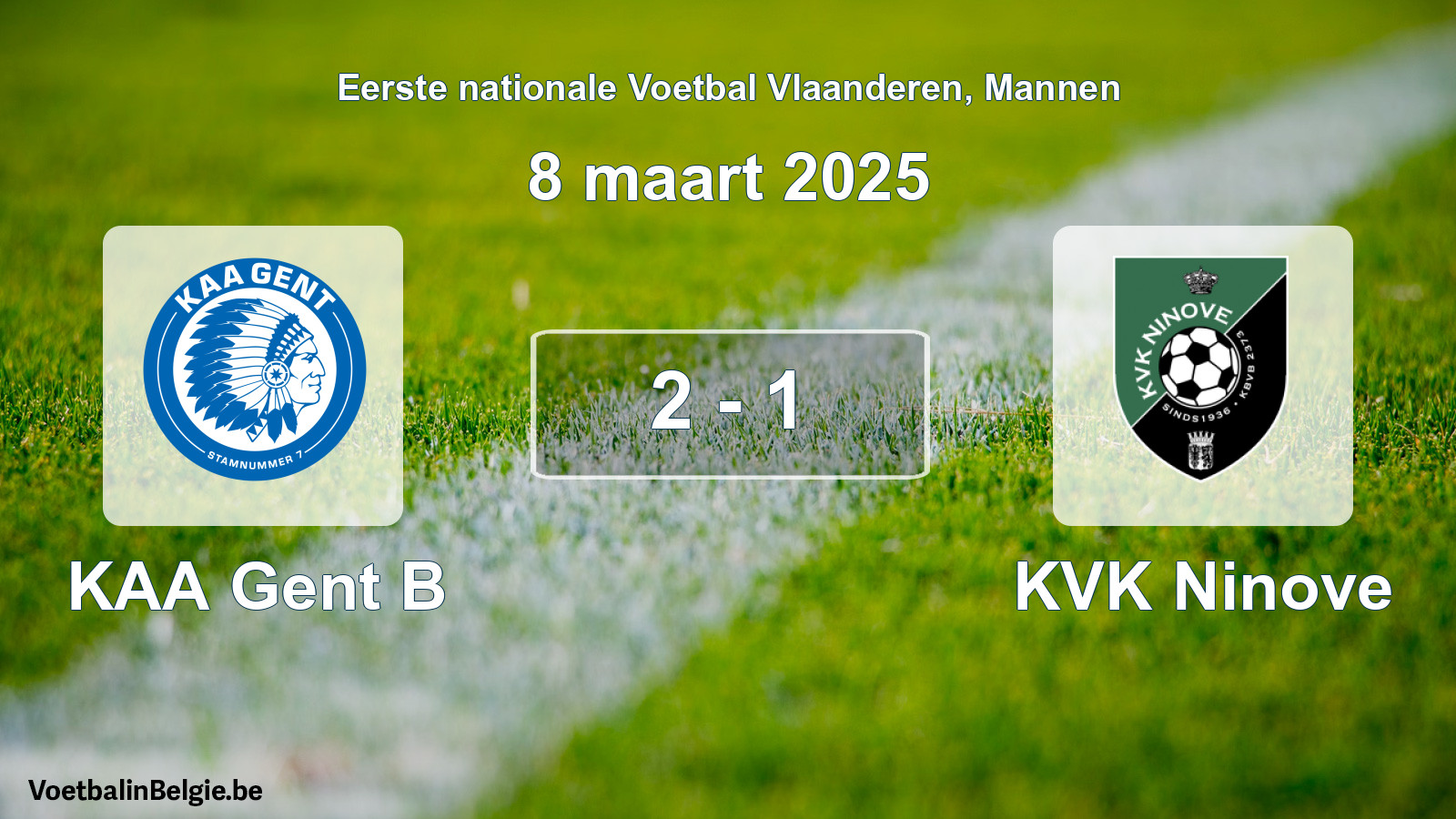 Gespeelde wedstrijd mannenvoetbal: KAA Gent B - KVK Ninove 2 - 1 (8 maart 2025)