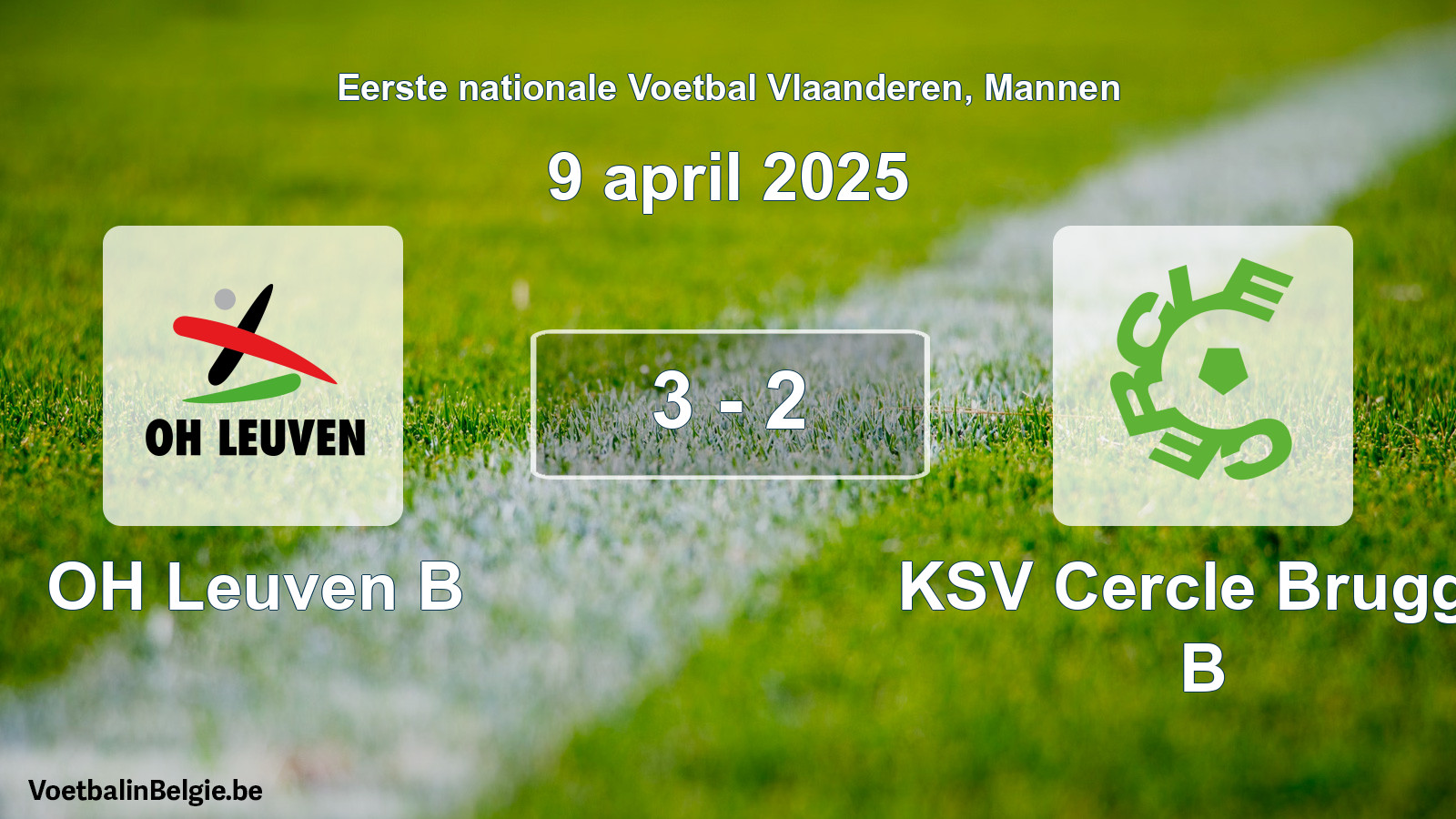 Gespeelde wedstrijd mannenvoetbal: OH Leuven B - KSV Cercle Brugge B 3 - 2 (9 april 2025)