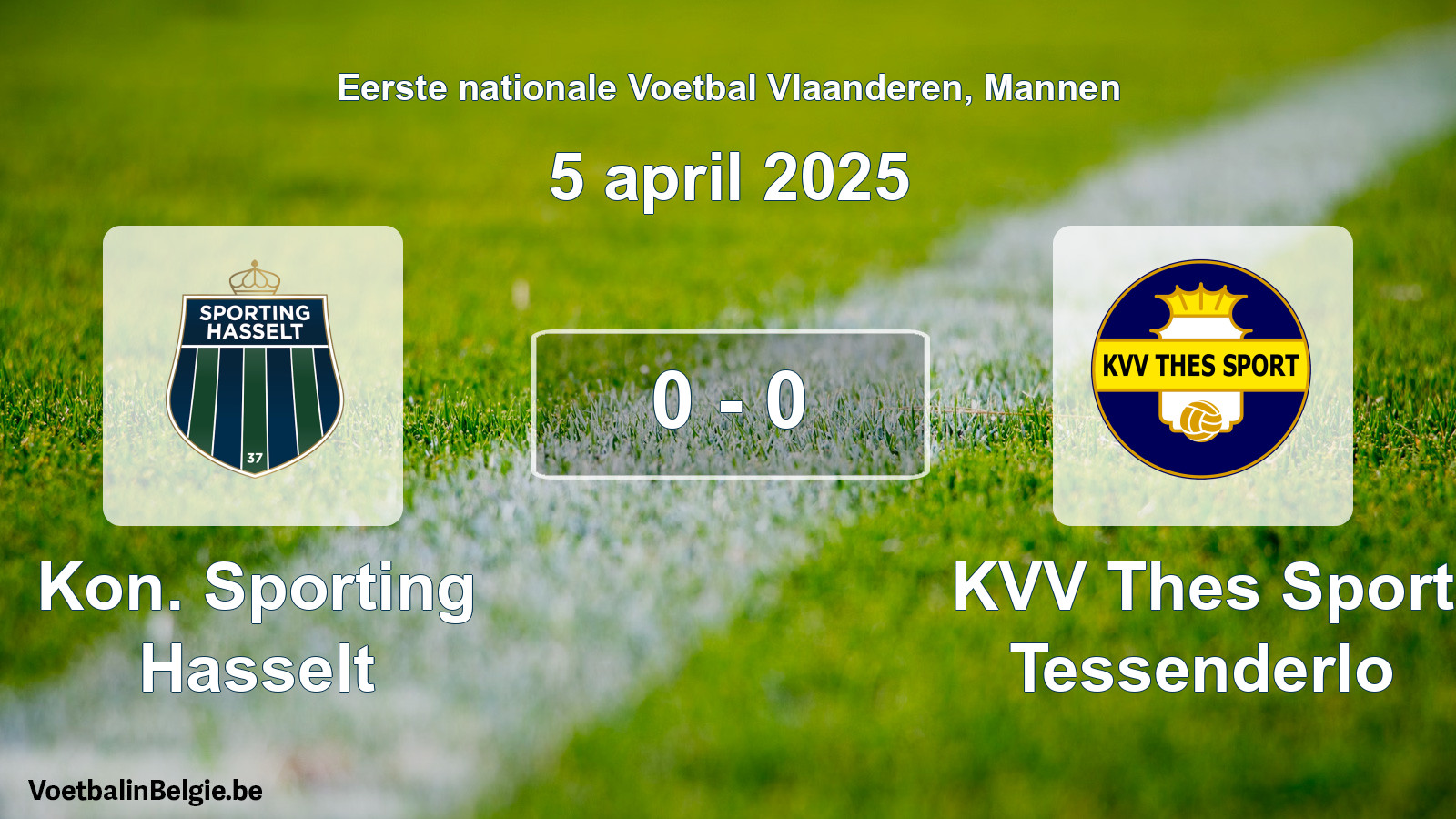 Gespeelde wedstrijd mannenvoetbal: Kon. Sporting Hasselt - KVV Thes Sport Tessenderlo 0 - 0 (5 april 2025)