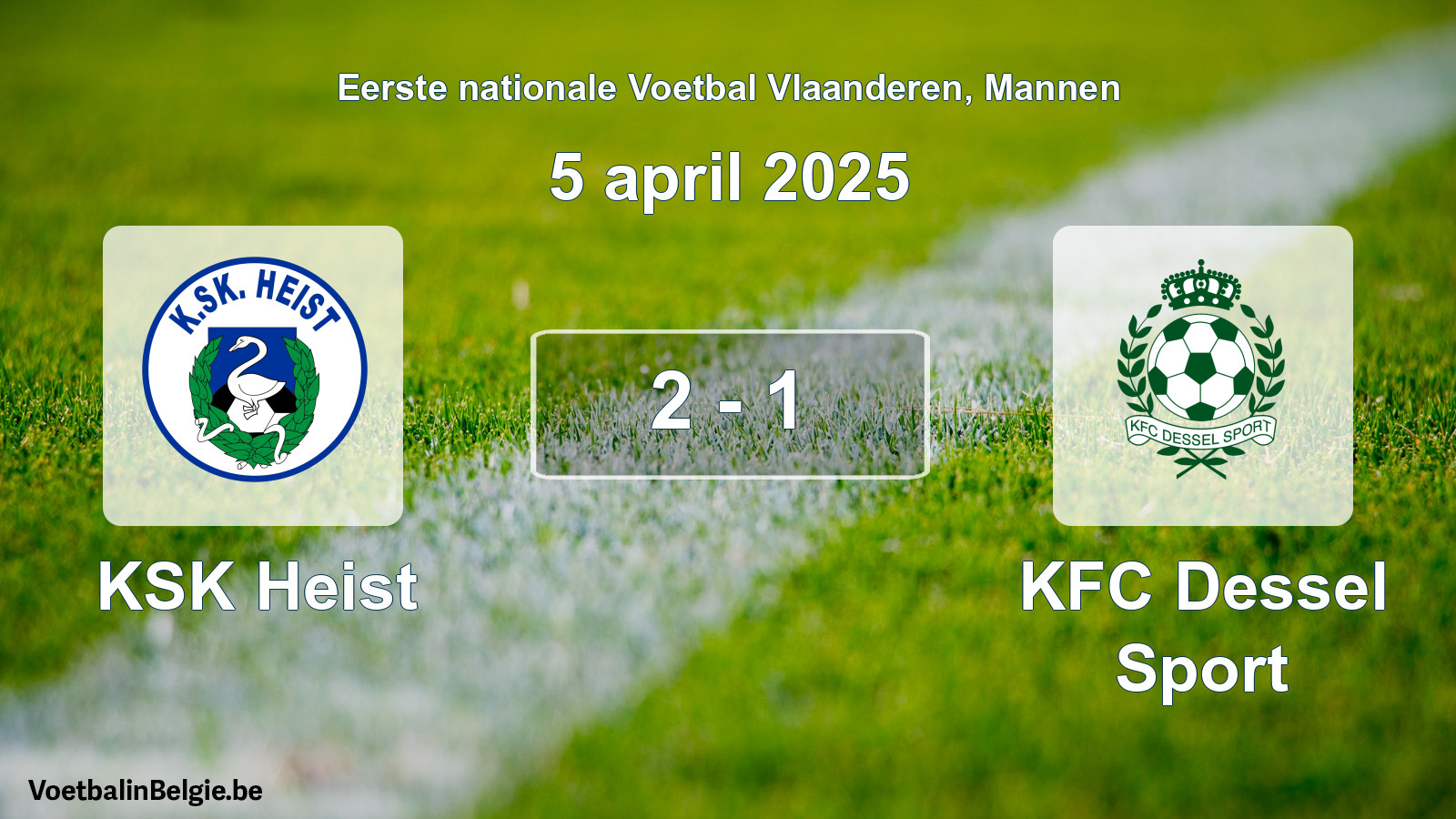 Gespeelde wedstrijd mannenvoetbal: KSK Heist - KFC Dessel Sport 2 - 1 (5 april 2025)