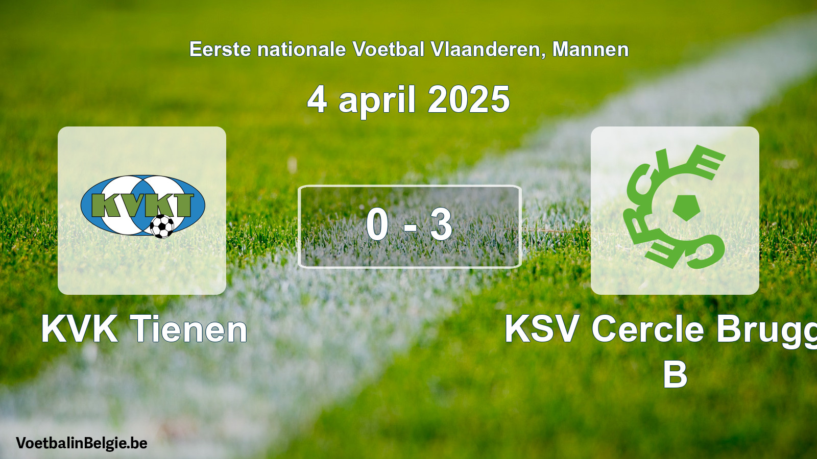 Gespieltes Spiel männer-Fußball: KVK Tienen - KSV Cercle Brugge B 0 - 3 (4 April 2025)