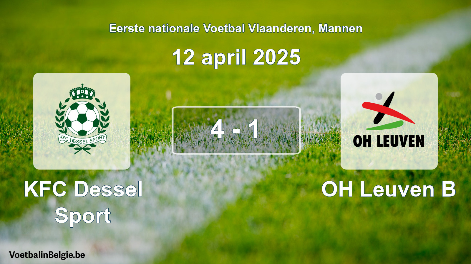 Gespeelde wedstrijd mannenvoetbal: KFC Dessel Sport - OH Leuven B 4 - 1 (12 april 2025)