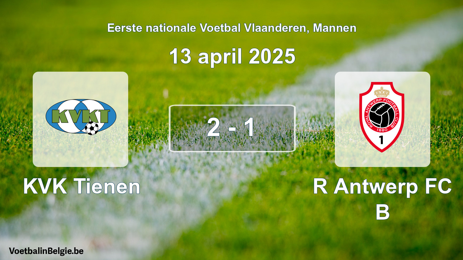 Gespeelde wedstrijd mannenvoetbal: KVK Tienen - R Antwerp FC B 2 - 1 (13 april 2025)
