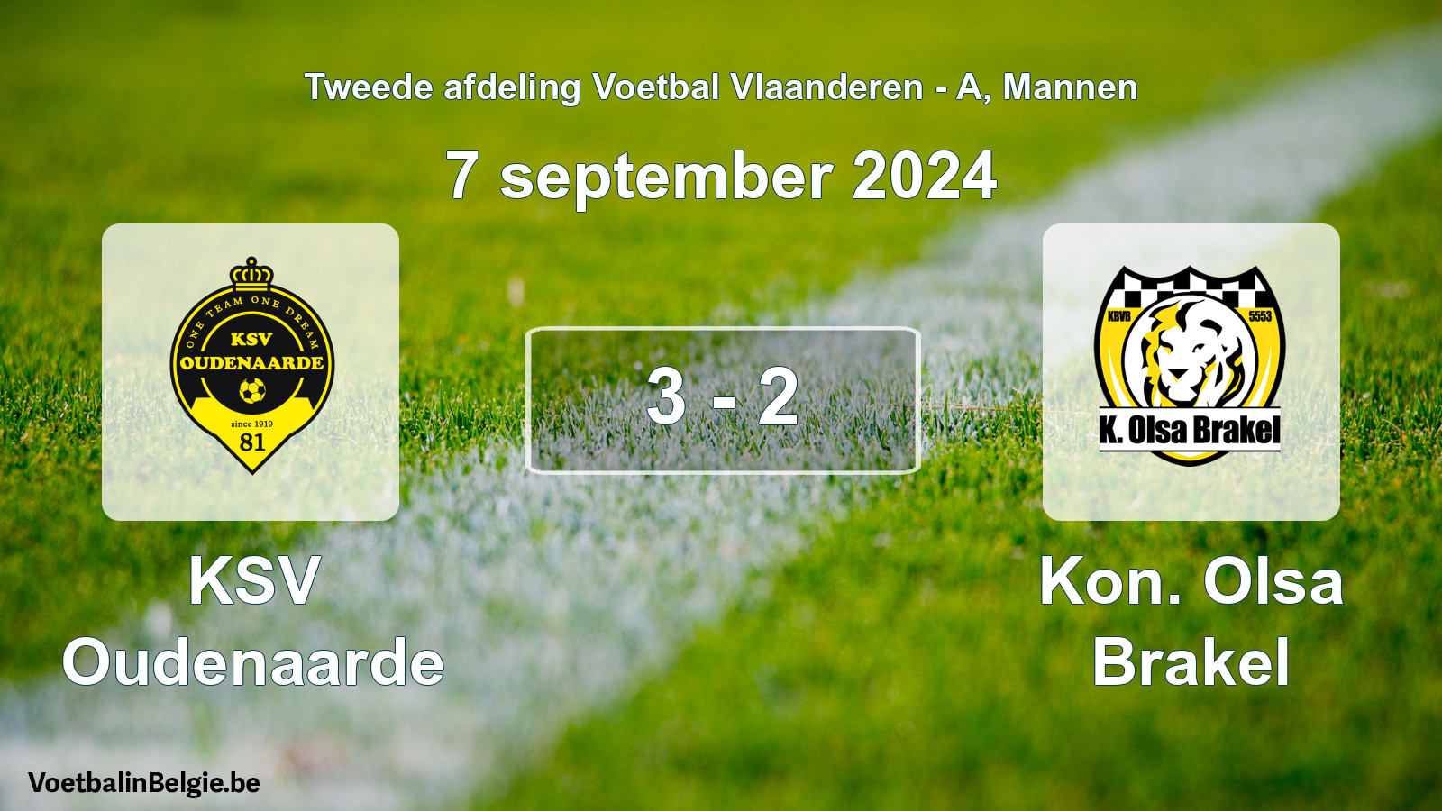 Gespeelde wedstrijd mannenvoetbal: KSV Oudenaarde - Kon. Olsa Brakel 3 - 2 (7 september 2024)
