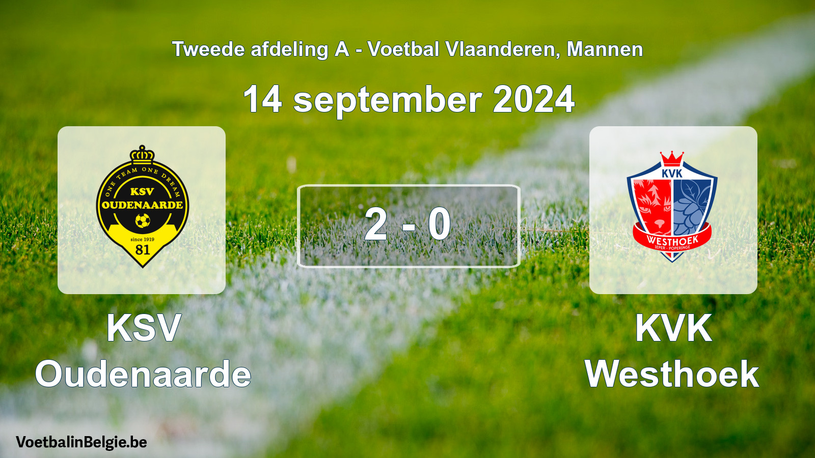 Played match men football: KSV Oudenaarde - KVK Westhoek 2 - 0 (14 September 2024)