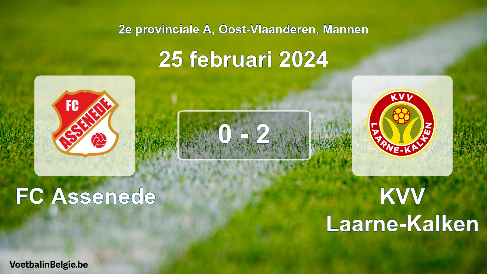 Gespeelde wedstrijd mannenvoetbal: FC Assenede - KVV Laarne-Kalken 0 - 2 (25 februari 2024)