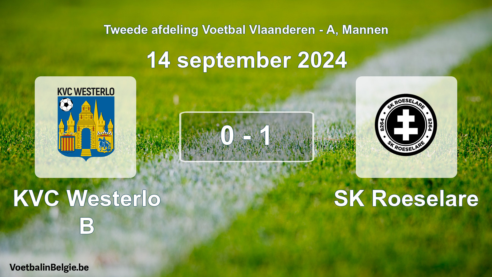 Gespeelde wedstrijd mannenvoetbal: KVC Westerlo B - SK Roeselare 0 - 1 (14 september 2024)