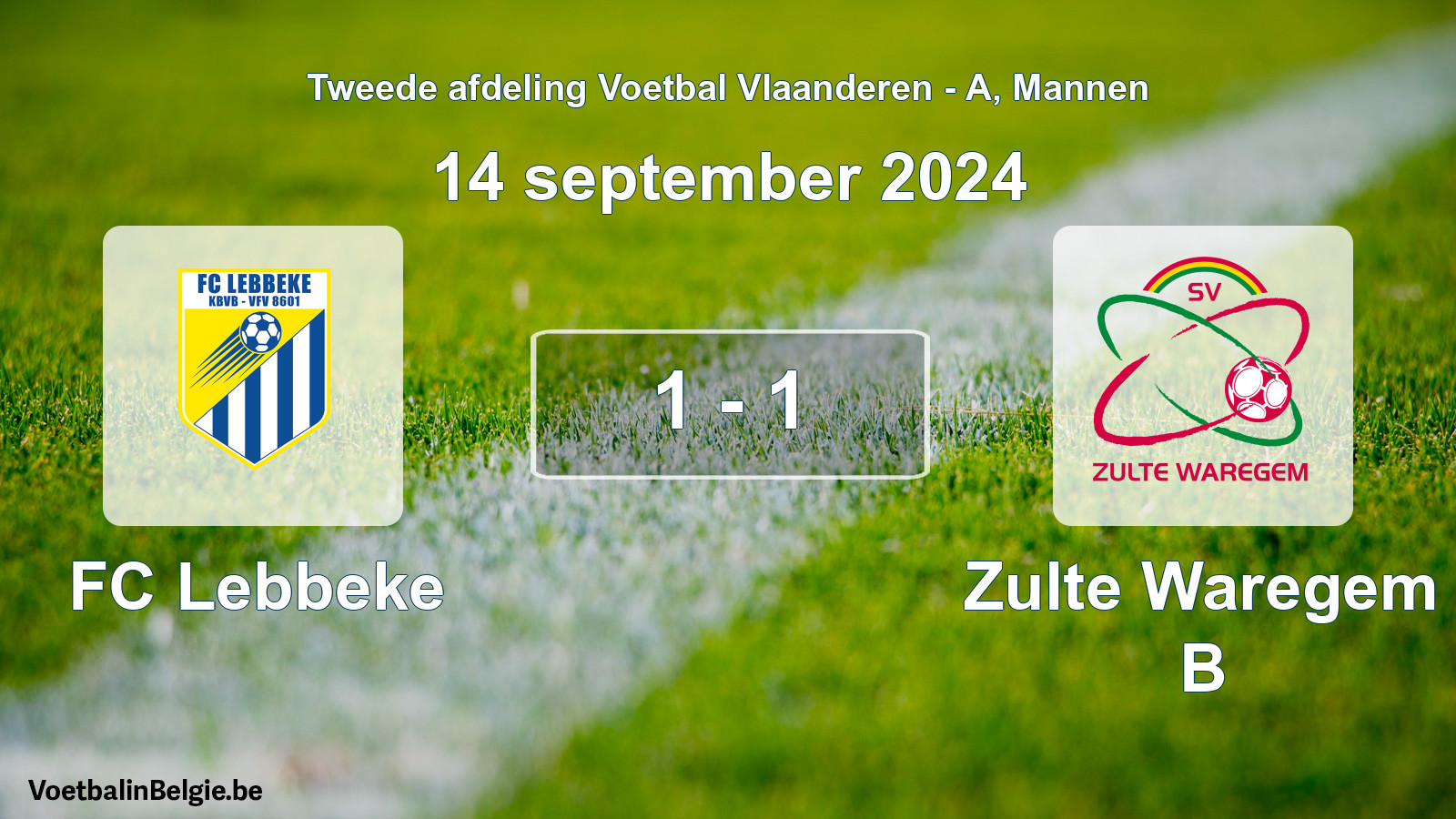 Gespeelde wedstrijd mannenvoetbal: FC Lebbeke - Zulte Waregem B 1 - 1 (14 september 2024)