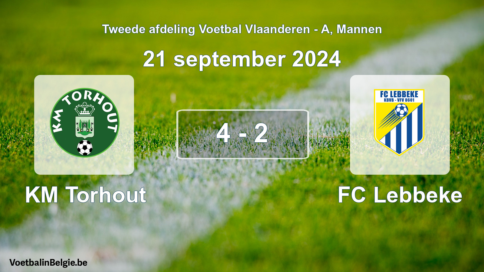 Gespeelde wedstrijd mannenvoetbal: KM Torhout - FC Lebbeke 4 - 2 (21 september 2024)