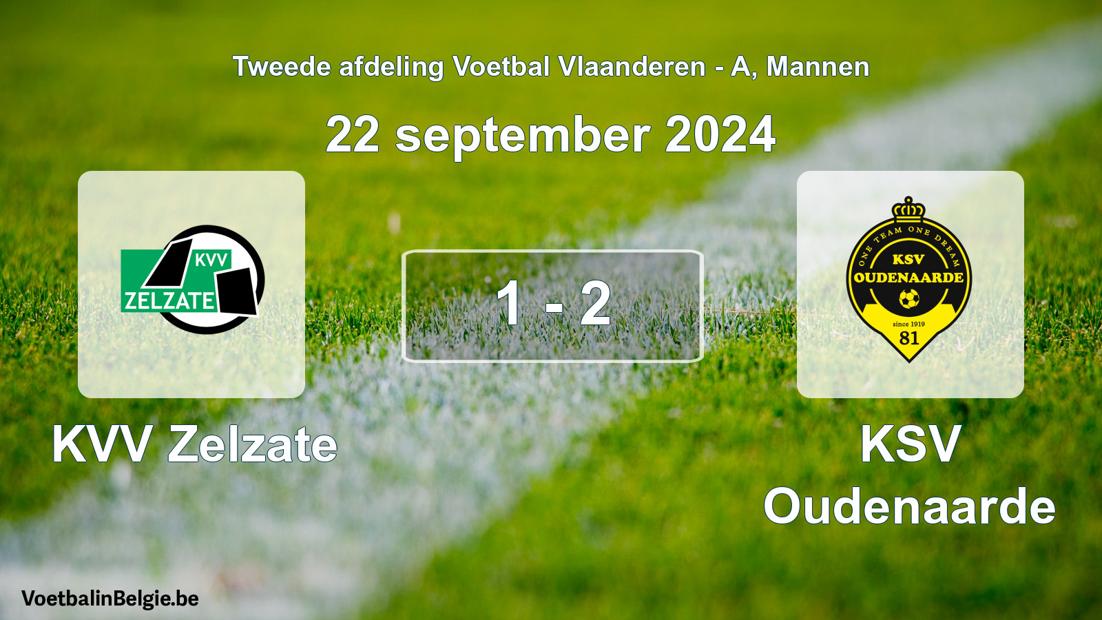 Gespeelde wedstrijd mannenvoetbal: KVV Zelzate - KSV Oudenaarde 1 - 2 (22 september 2024)