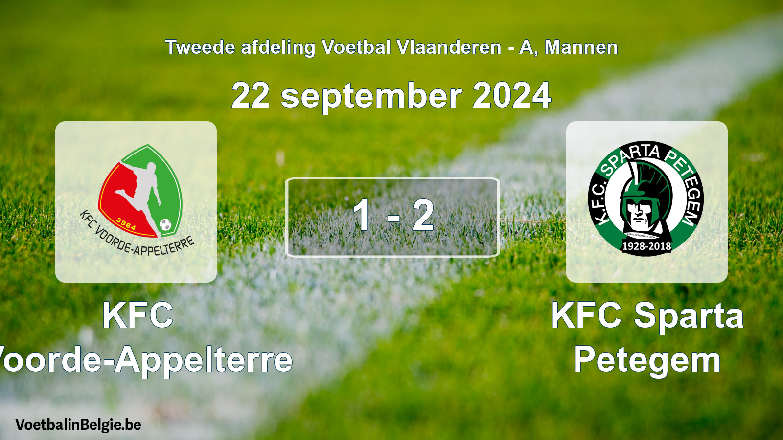 Gespeelde wedstrijd mannenvoetbal: KFC Voorde-Appelterre - KFC Sparta Petegem 1 - 2 (22 september 2024)