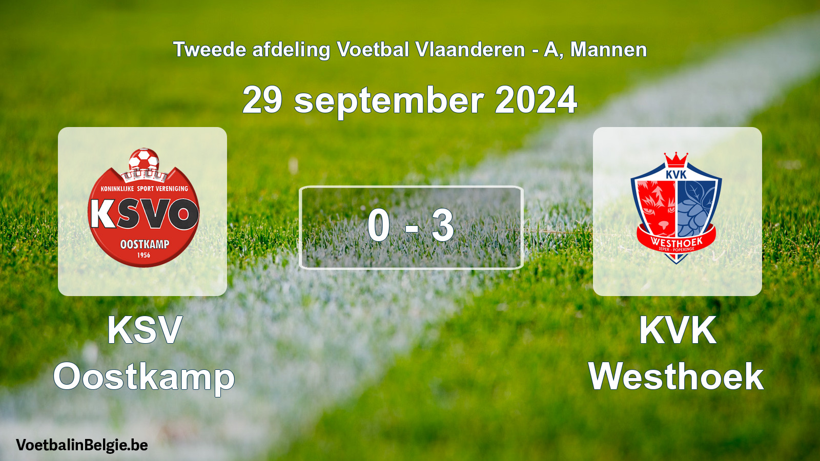 Gespeelde wedstrijd mannenvoetbal: KSV Oostkamp - KVK Westhoek 0 - 3 (29 september 2024)