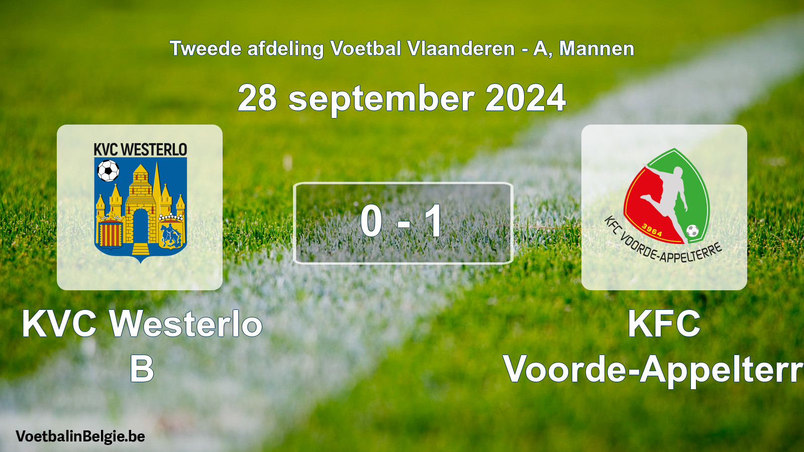 Gespeelde wedstrijd mannenvoetbal: KVC Westerlo B - KFC Voorde-Appelterre 0 - 1 (28 september 2024)