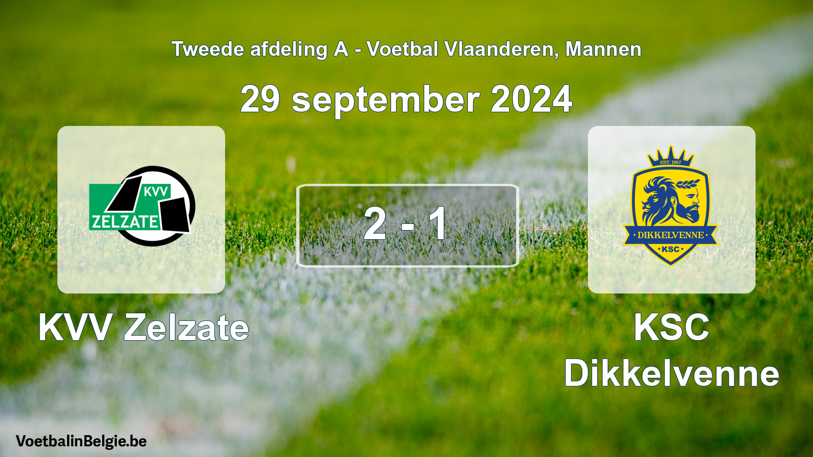 Played match men football: KVV Zelzate - KSC Dikkelvenne 2 - 1 (29 September 2024)