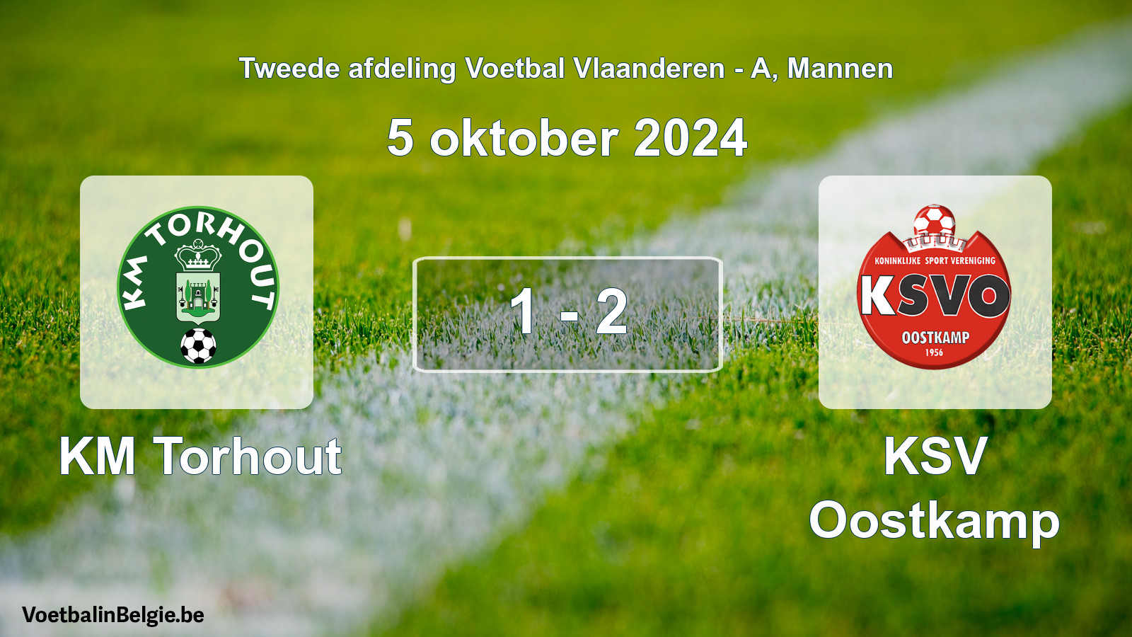 Gespeelde wedstrijd mannenvoetbal: KM Torhout - KSV Oostkamp 1 - 2 (5 oktober 2024)