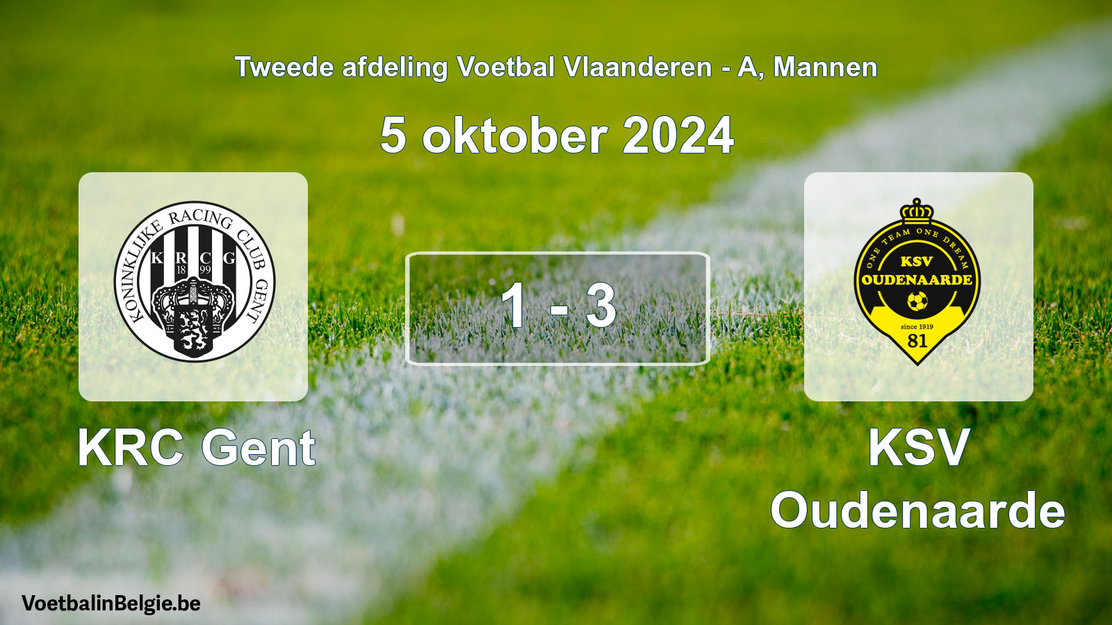 Gespeelde wedstrijd mannenvoetbal: KRC Gent - KSV Oudenaarde 1 - 3 (5 oktober 2024)