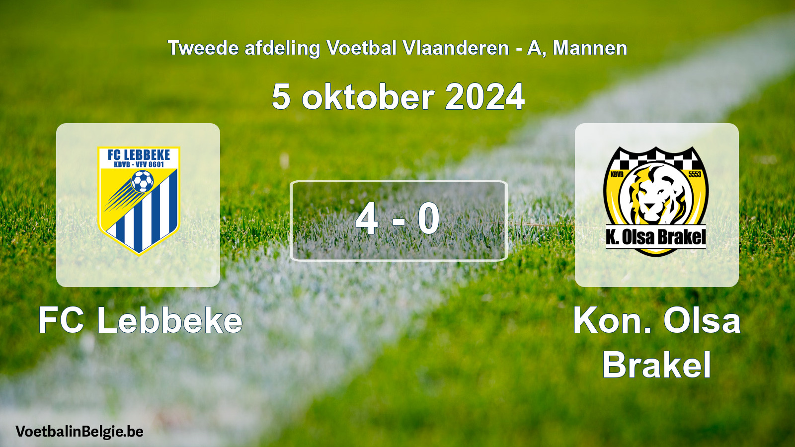 Gespeelde wedstrijd mannenvoetbal: FC Lebbeke - Kon. Olsa Brakel 4 - 0 (5 oktober 2024)