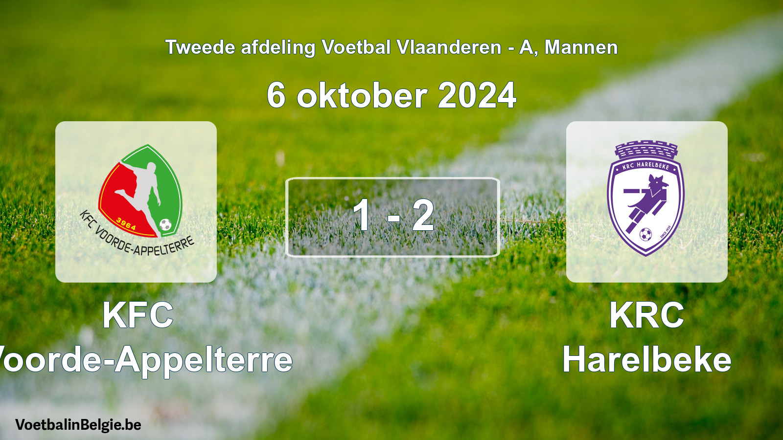 Gespeelde wedstrijd mannenvoetbal: KFC Voorde-Appelterre - KRC Harelbeke 1 - 2 (6 oktober 2024)