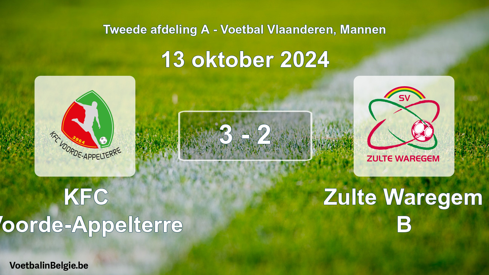 Played match men football: KFC Voorde-Appelterre - Zulte Waregem B 3 - 2 (13 October 2024)